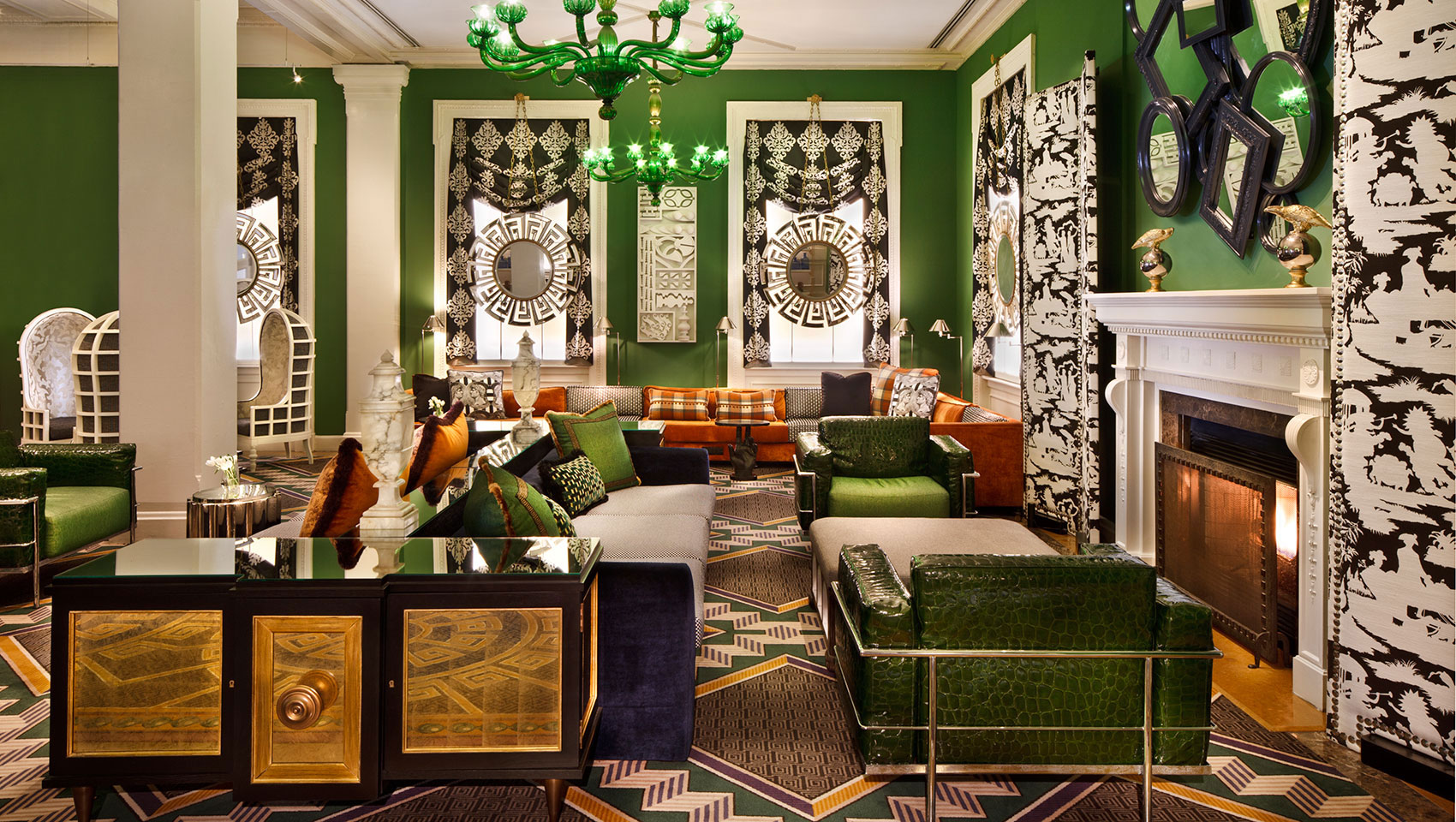 Hotel Interior Design Pschology of Color | Fohlio | green | Kimpton Hotel Monaco, DC | FF&E | FFE | interior design software | digital materials library
